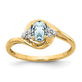 14k Aquamarine and Diamond Ring